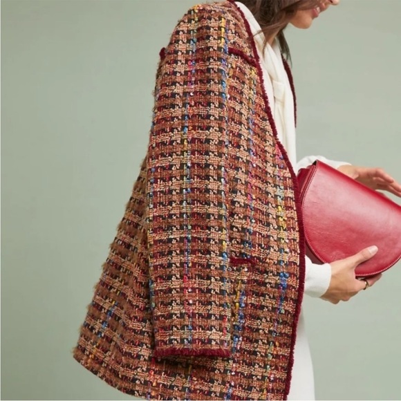 Anthropologie x Ett Twa • berwyn tweed jacket red sz S - Picture 6 of 14